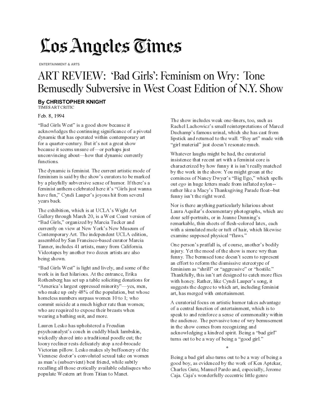 Los Angeles Times review