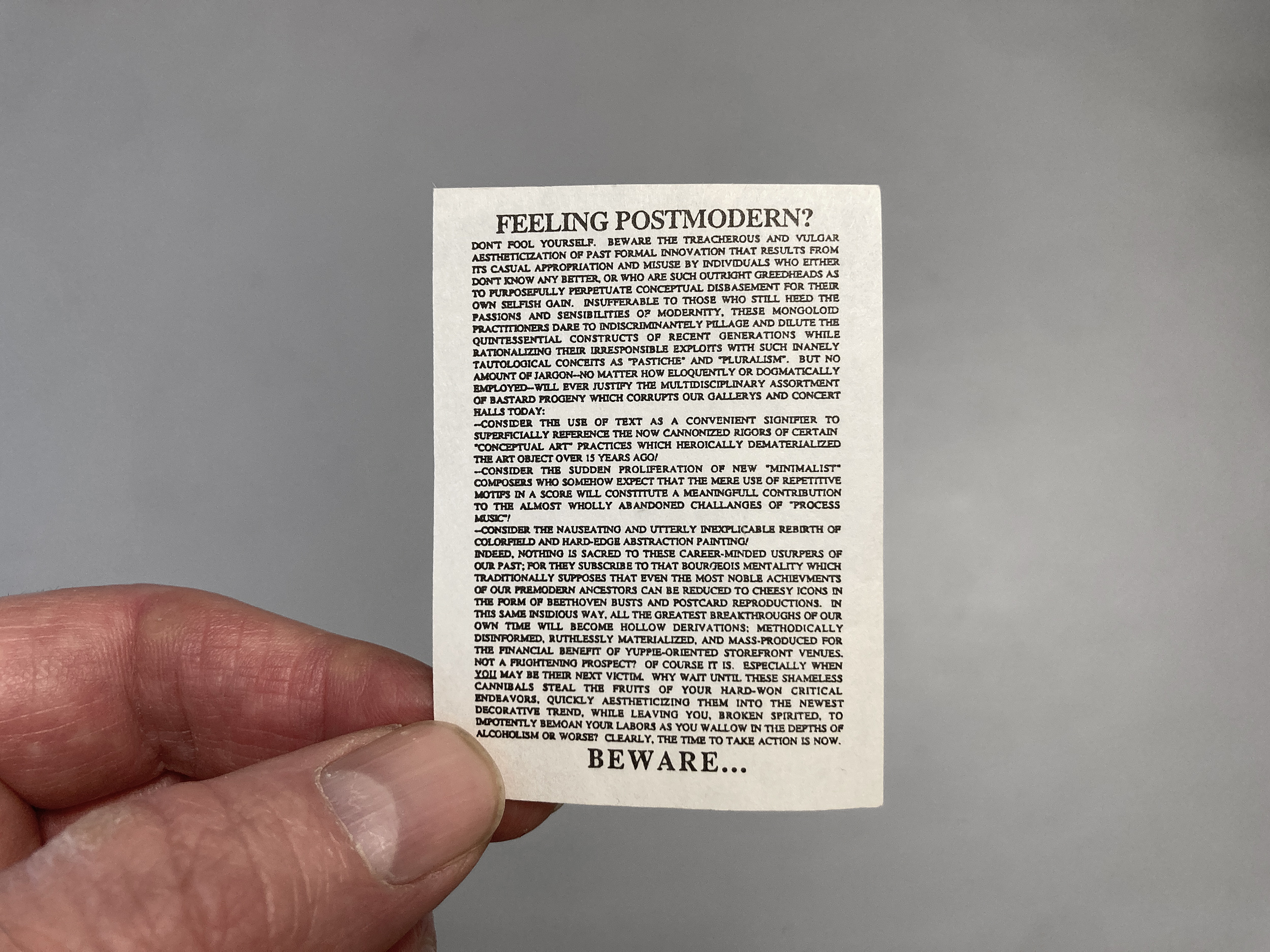 Postmodern Manifesto