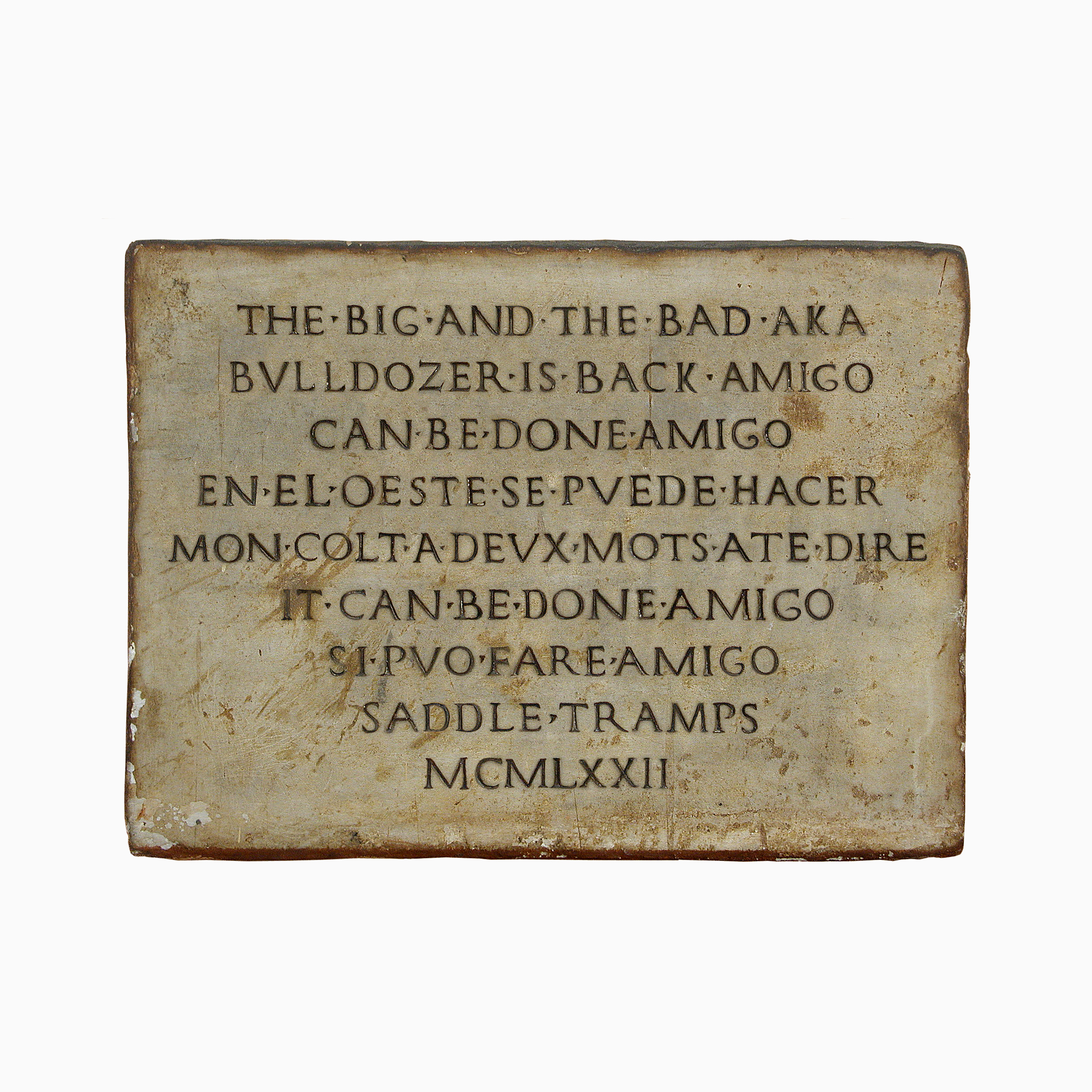 untitled (The Big and the Bad; commemorative slab at Museo Archeologico Nazionale, Bologna)