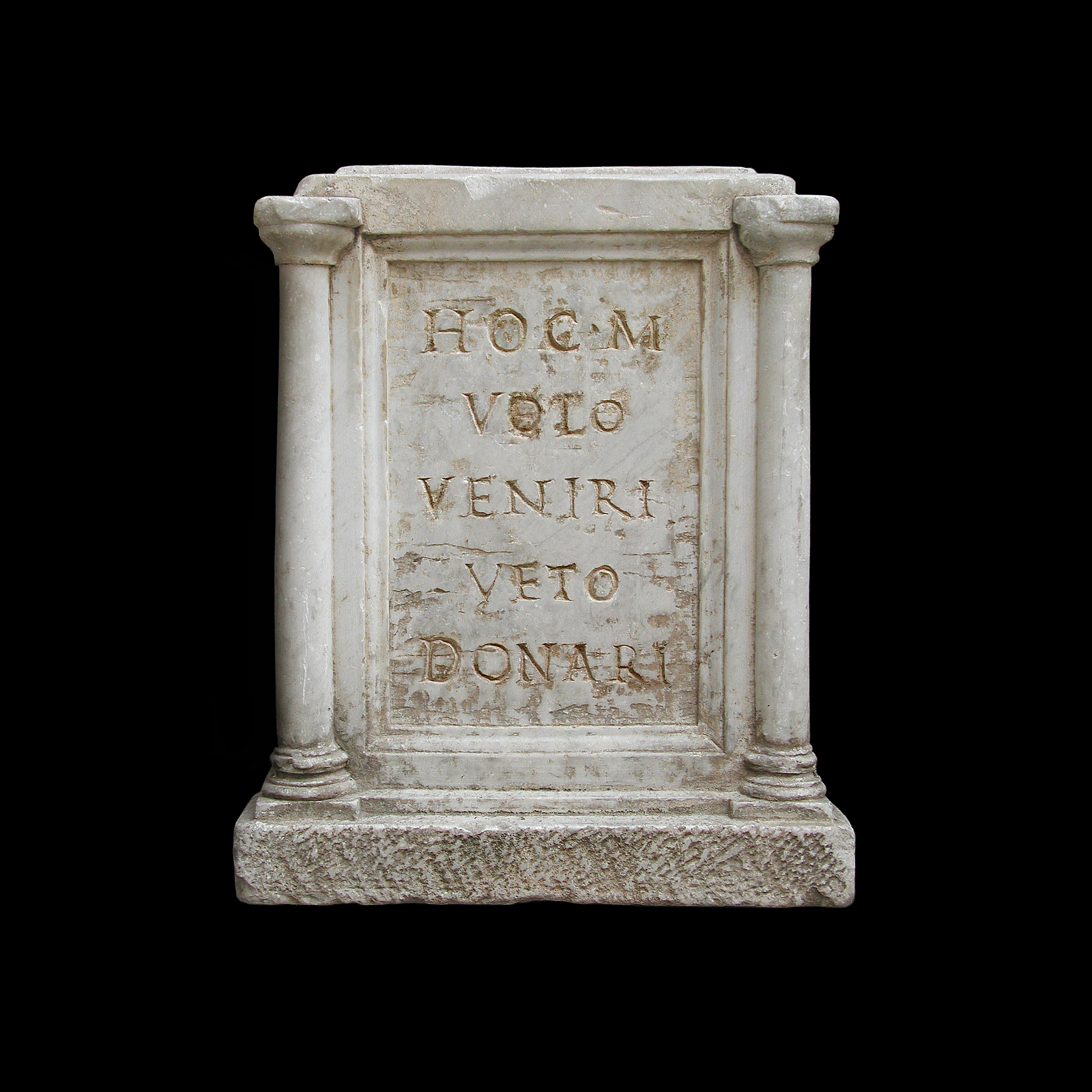 untitled (THIS CAN BE SOLD, IT CANNOT BE GIVEN AWAY; altar at Museo Archeologico Nazionale di Tarquinia)