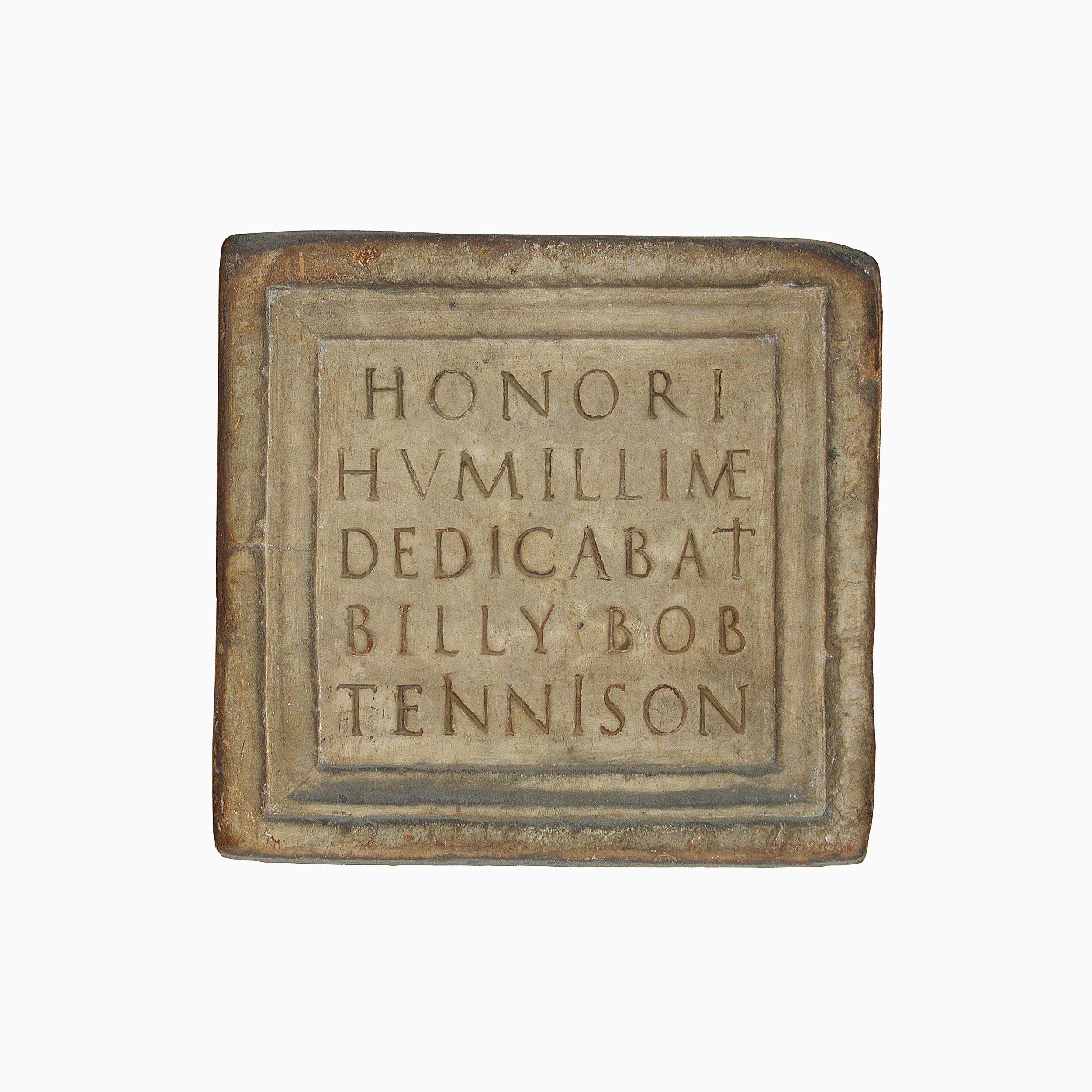 untitled (Slurpee Inventor Commemorative; wall plaque at Musee Archeologique de Nimes)